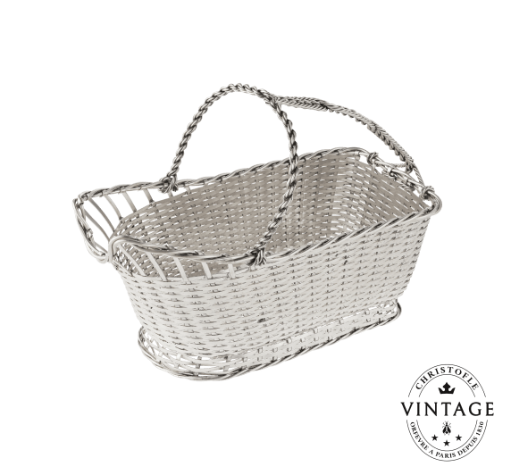 Vannerie Wine Basket, Silveware - Vintage